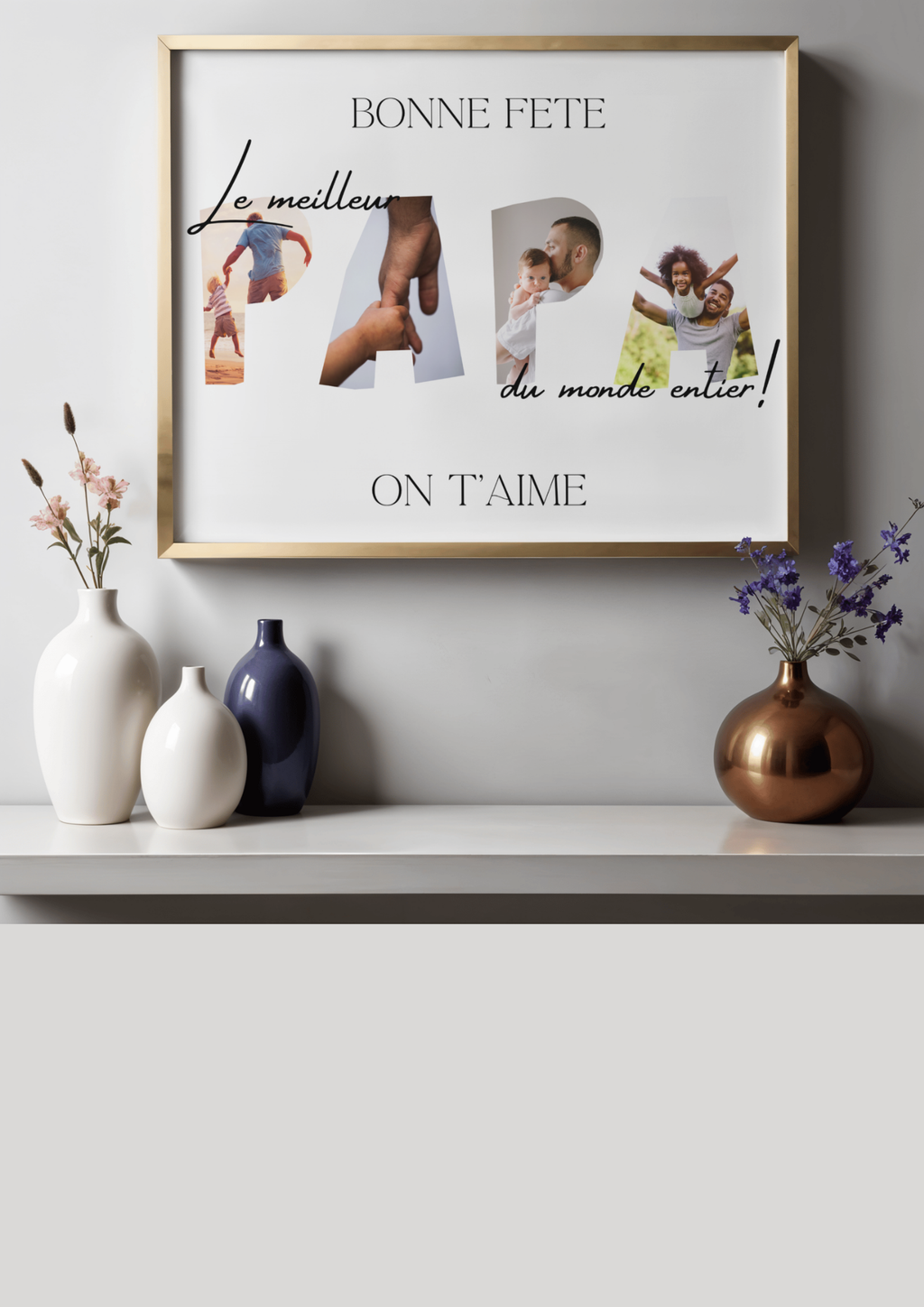 👨‍👧‍👦 AFFICHE PERSONNALISÉE – BONNE FÊTE PAPA