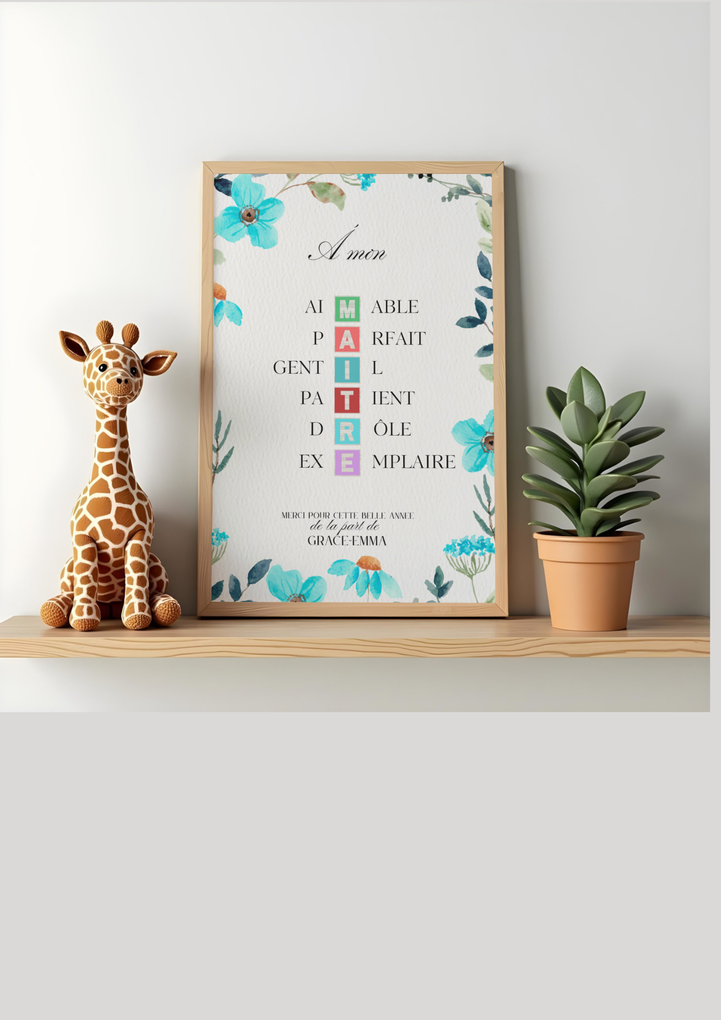 Affiche souvenir encadrée personnalisable