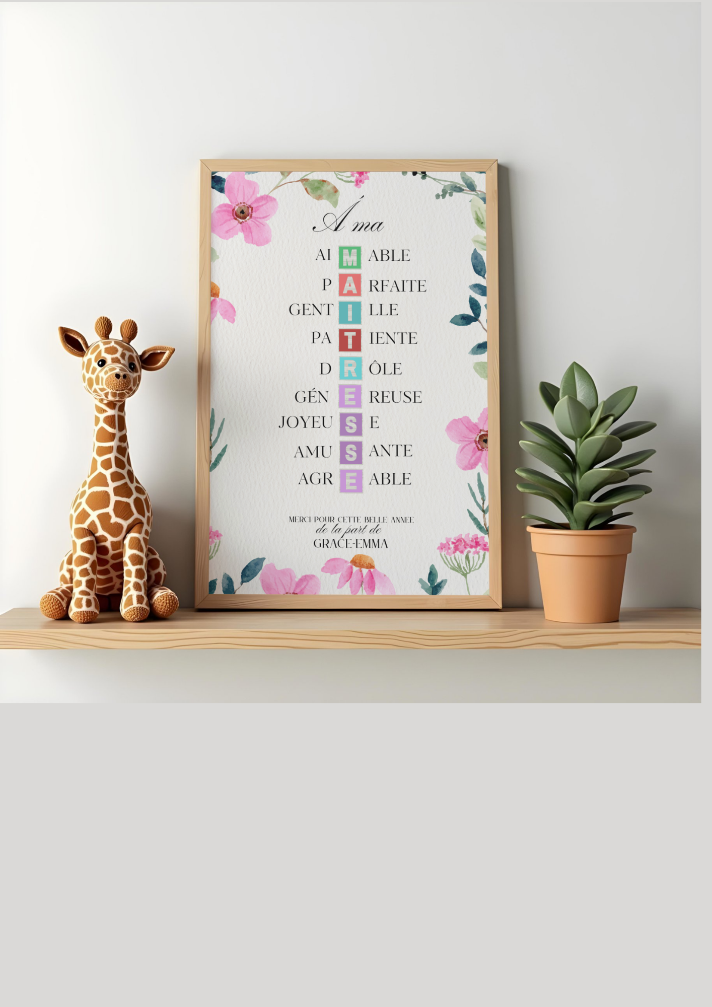 Affiche souvenir encadrée personnalisable