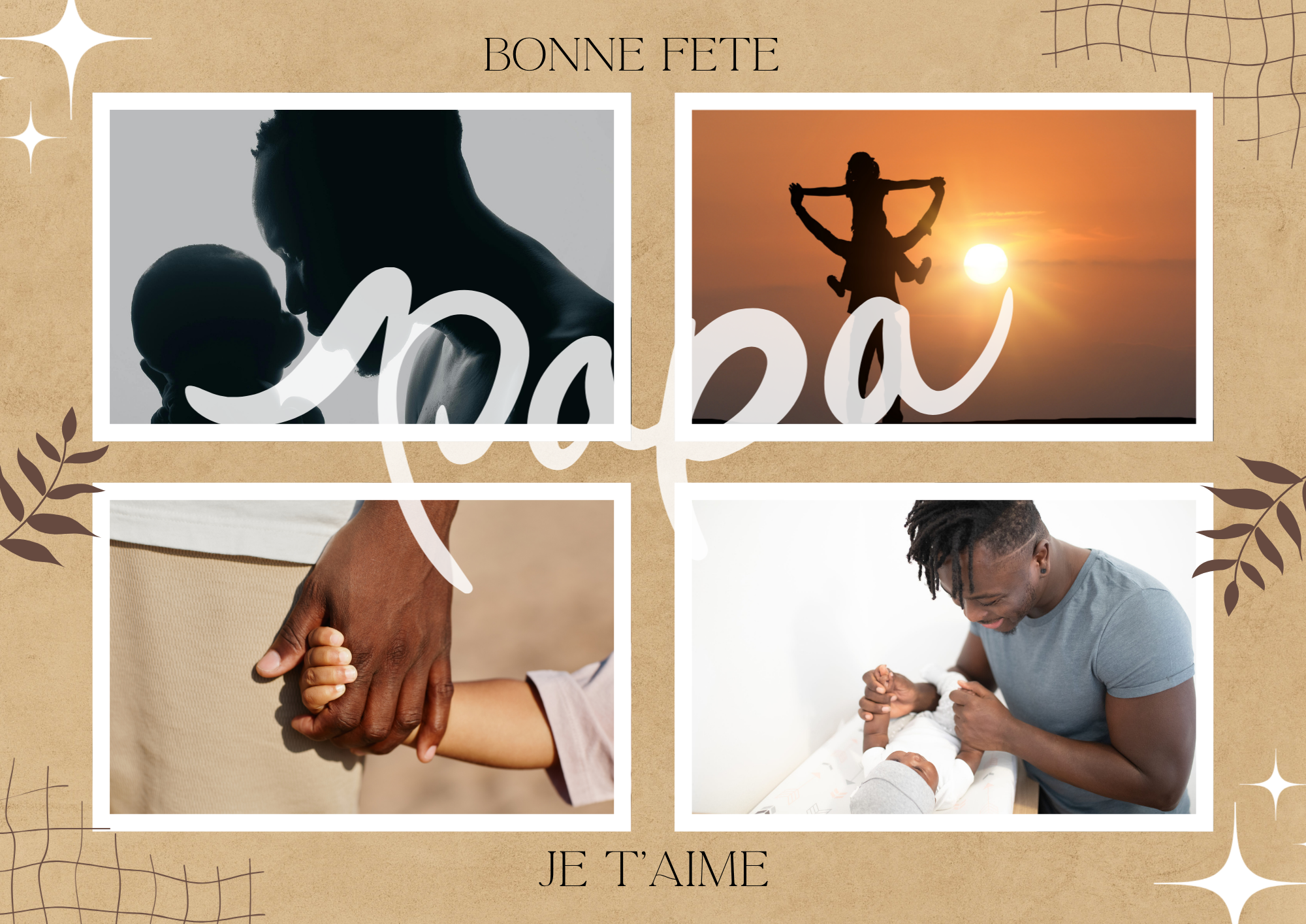 👨‍👧‍👦 AFFICHE PERSONNALISÉE – BONNE FÊTE PAPA